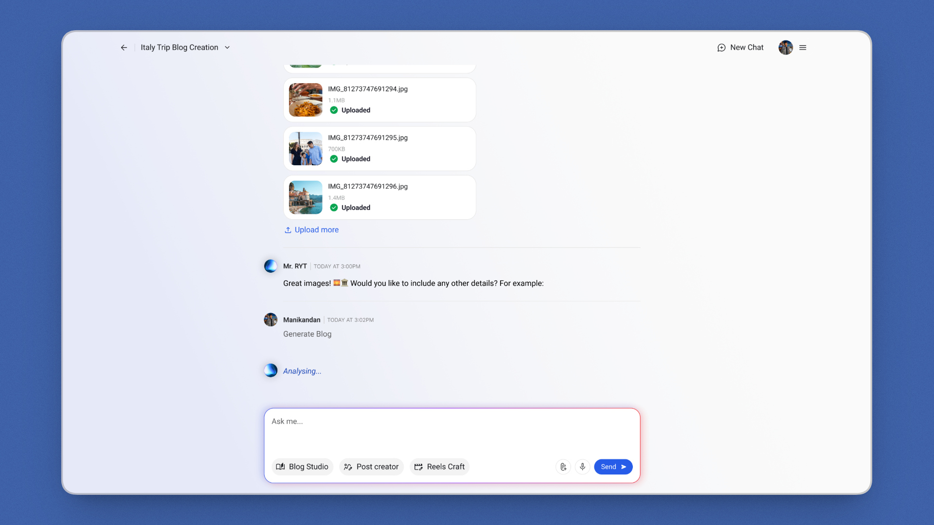 Mr. RYT chat flow screen 2